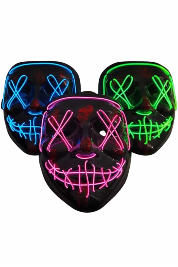 Işıklı Led Maske Parti Eğlence Maskesi Hallowen Neon Maske - Lisinya