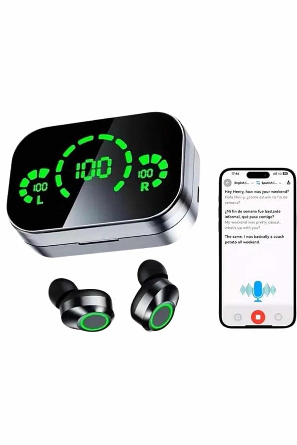 Kablosuz Bluetooth Kulaklık Çift Telefon Destekli Powerbankli Dijital Göstergeli - Lisinya