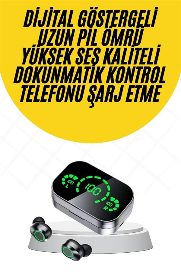 Kablosuz Bluetooth Kulaklık Çift Telefon Destekli Powerbankli Dijital Göstergeli - Lisinya