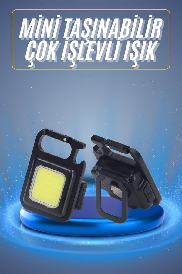 Kamp Çadır Lambası Şarjlı El Feneri Işıldak Anahtarlık Mini Mıknatıslı - Lisinya