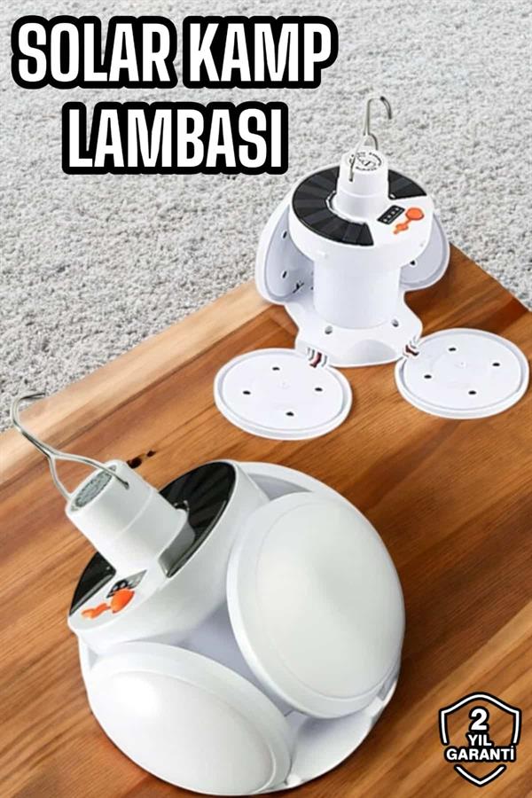 Kamp Lambası Işıldak Beyaz Işık Güneş Enerjili Solar Aydınlatma 5 Kanatlı Katlanabilir - Lisinya