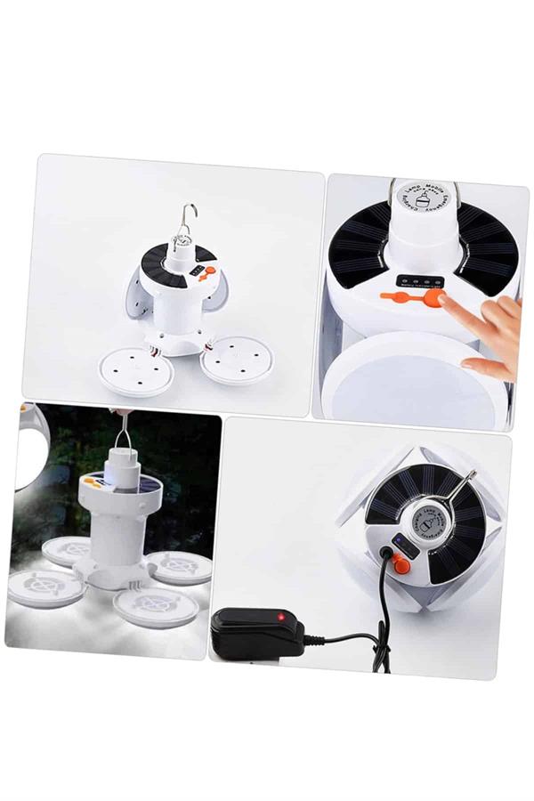 Kamp Lambası Işıldak Beyaz Işık Güneş Enerjili Solar Aydınlatma 5 Kanatlı Katlanabilir - Lisinya