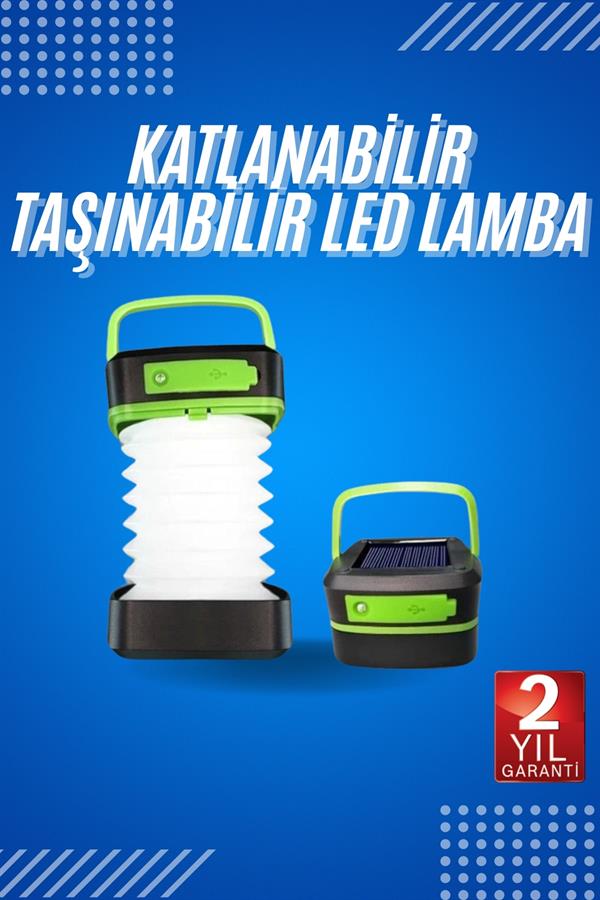 Kamp Lambası Katlanabilir Lamba Solar Şarjlı Led Lamba El Fenerli - Lisinya