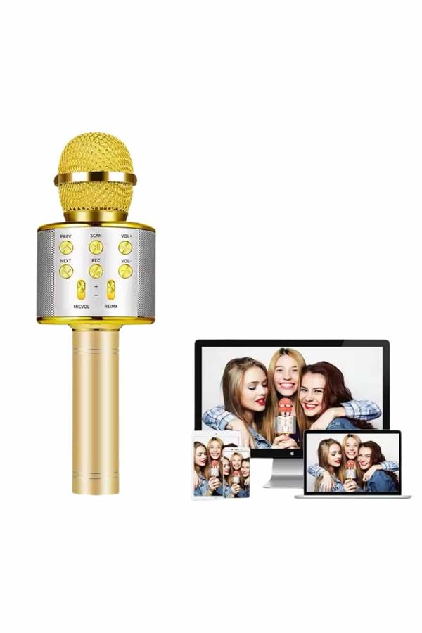 Karaoke Mikrofon Bluetooth Bağlantılı Aux Girişli Uzun Pil Ömrü Yüksek Ses Kaliteli - Lisinya