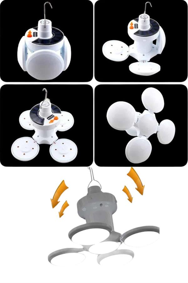Katlanabilir Askılı Kamp Lambası 5 Kanatlı Pratik Güneş Enerjili - Lisinya Katlanabilir Askılı Kamp Lambası 5 Kanatlı Pratik Güneş Enerjili - Lisinya