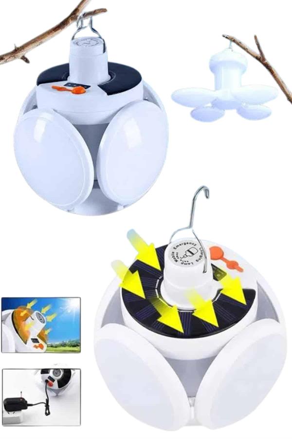 Katlanabilir Askılı Kamp Lambası 5 Kanatlı Pratik Güneş Enerjili - Lisinya