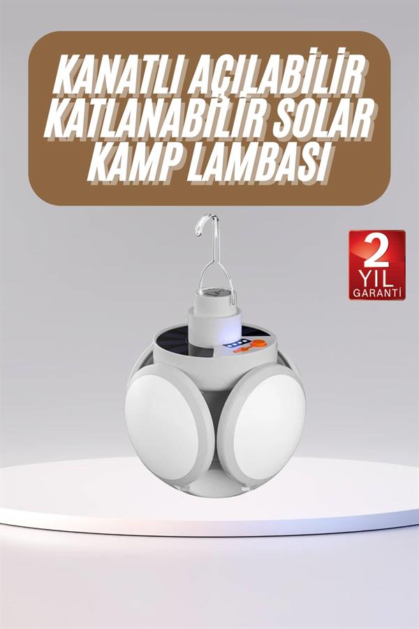 Katlanabilir Askılı Kamp Lambası 5 Kanatlı Pratik Güneş Enerjili - Lisinya Katlanabilir Askılı Kamp Lambası 5 Kanatlı Pratik Güneş Enerjili - Lisinya