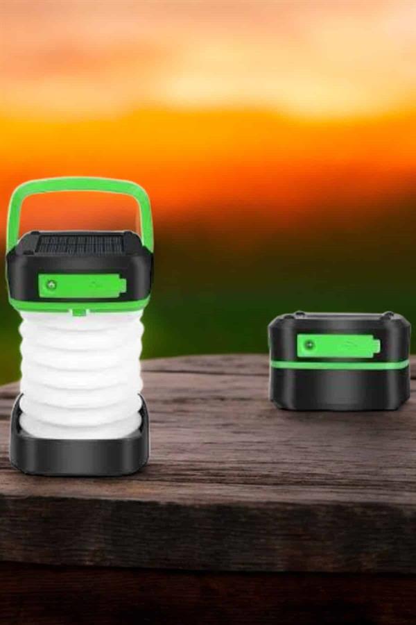 Katlanabilir Kamp Lambası Solar Fener Görünümlü 3 Kademeli Şarjlı - Lisinya