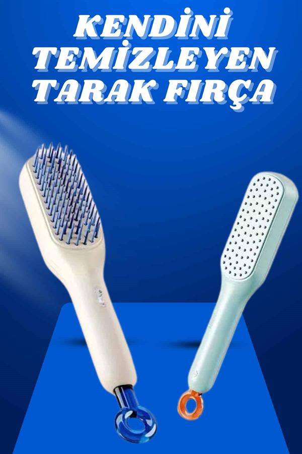 Kendi Kendini Temizleyen Otomatik Tuşlu Saç Tarağı Dolaşık Açıcı Masaj Fırçası Silikon Fırça - Lisinya