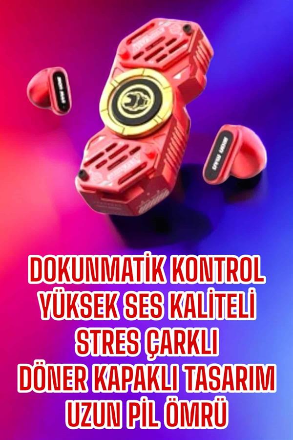 Kırmızı Kablosuz Bluetooth Kulaklık Stres Çarklı Oyuncu Kulaklığı - Lisinya