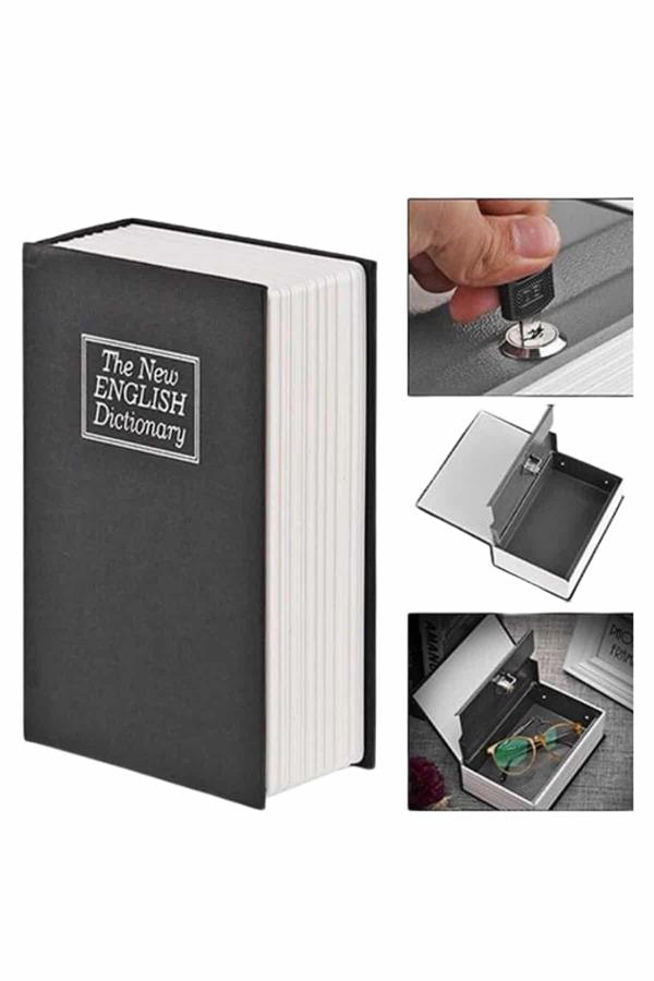 Kitap Görünümlü Gizli Kasa Büyük Boy Anahtarlı Kilitli Para Kasası - Lisinya