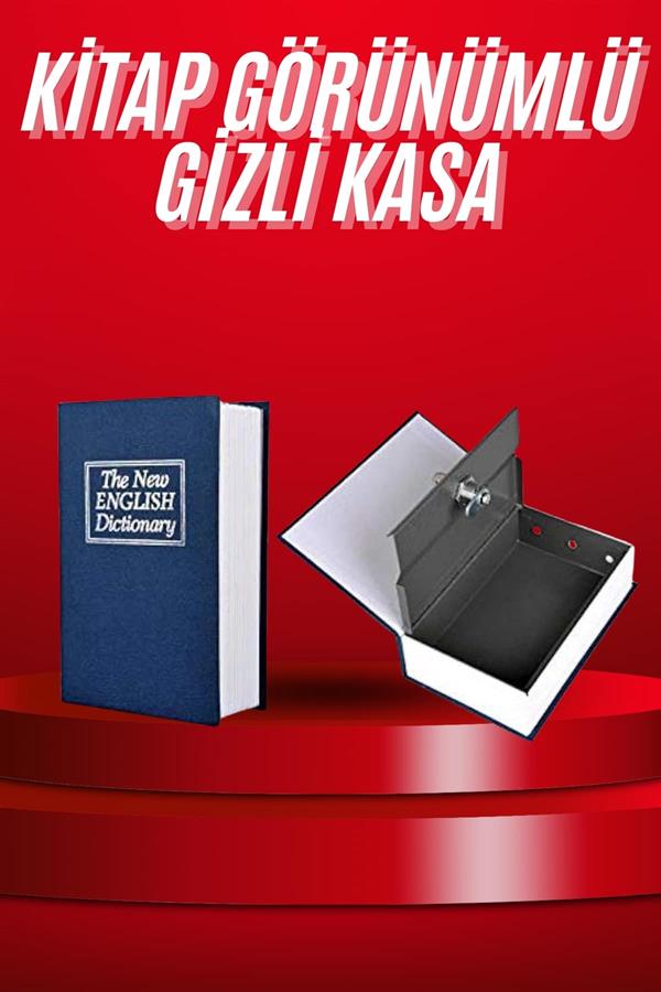 Kitap Görünümlü Gizli Kasa Büyük Boy Anahtarlı Kilitli Para Kasası - Lisinya