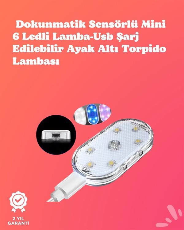 Kolay Montajlı, Çok Renkli USB Şarjlı Kablosuz Araç İçi Işık Seti - Lisinya