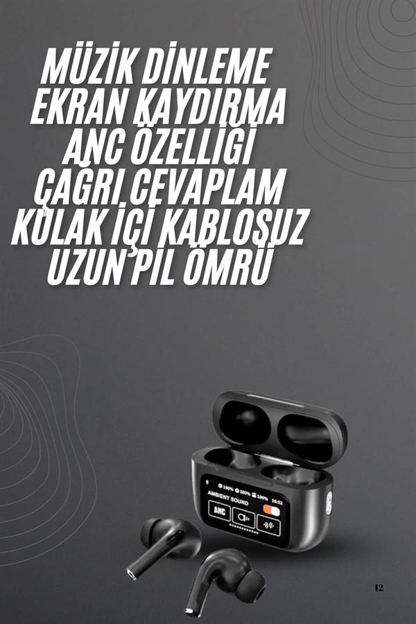 Kulak İçi Bluetooth Kulaklık Ekranlı Müzik Dinleme Çağrı Cevaplama Siyah - Lisinya