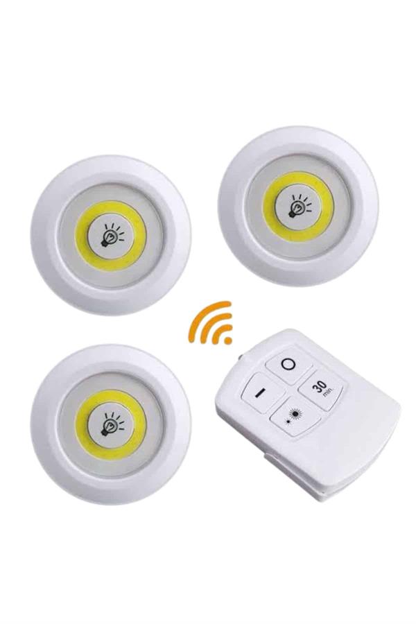Led Lamba 3'lü Uzaktan Kumandalı Yapışkanlı - Lisinya