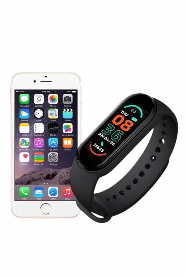 M6 Akıllı Bileklik Siyah Adımsayar Spor Takibi Android ve İOS Uyumlu - Lisinya