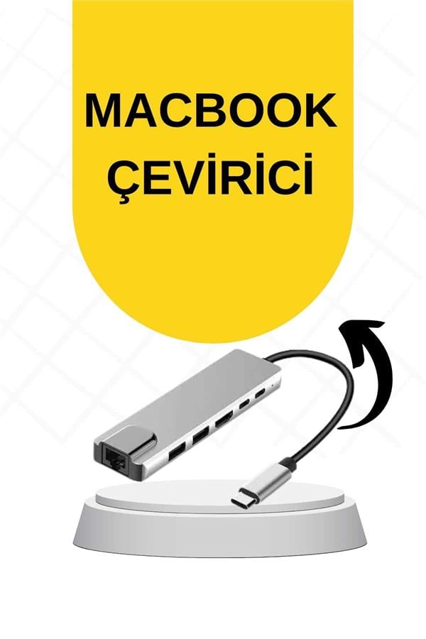 Macbook Pro/air Uyumlu USB Type-C 8 In 1 Hub Dönüştürücü Çevirici Çoklayıcı USB Hdmı Micro Sd 8 Girişli - Lisinya