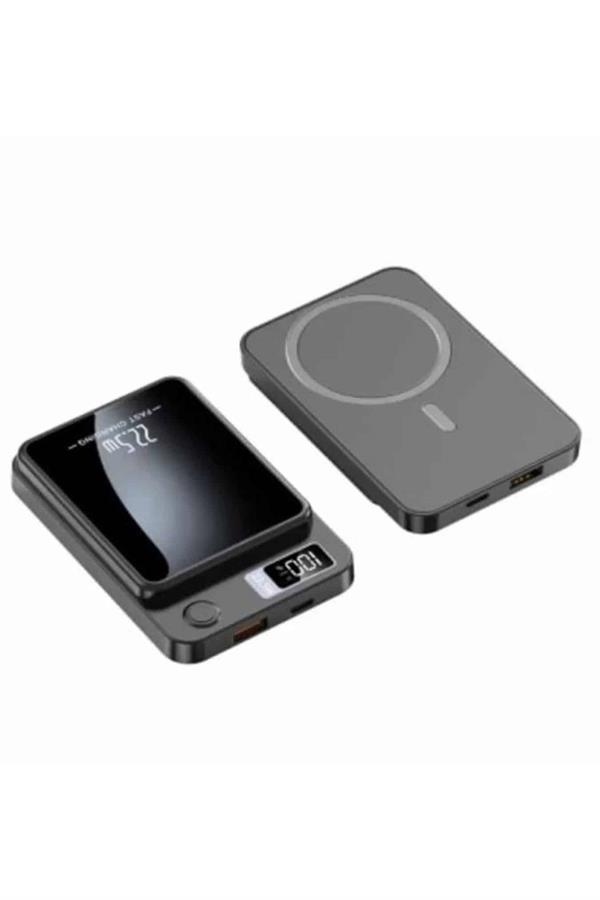 Magsafe Powerbank 10.000 mAh 22.5 Watt Hızlı Şarj Göstergeli Kablosuz Taşınabilir Şarj - Lisinya