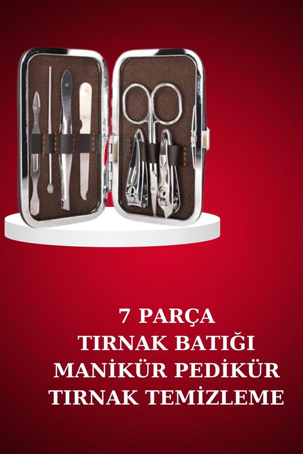Manikür Pedikür Seti 7 Parça Tırnak Makası Kaş Makası Cımbız Çantalı - Lisinya