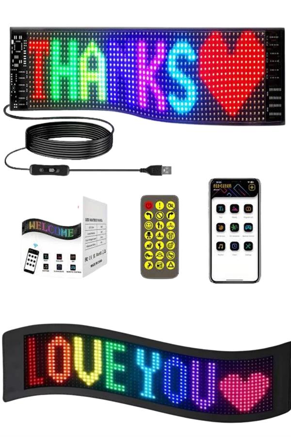 Matrix Led Cama Yapışan Telefon Kontrollü Panel Dijital Ekran Kumandalı - Lisinya