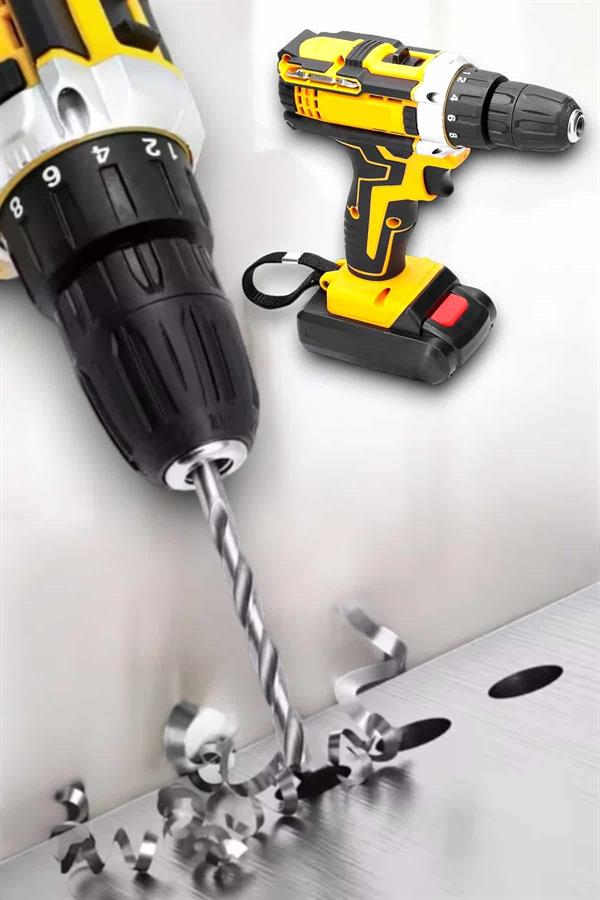 Metal Dişli 24W Akülü Matkap -Çift Bataryalı ve LED Çalışma Işığı ile Tam Set - Lisinya