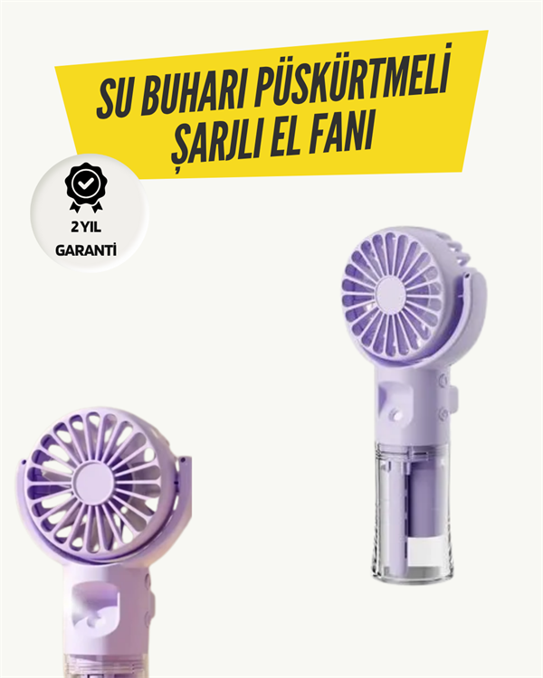 Mini Masaüstü ve El Tipi Buğu Fanı – Su Depolu, Şarj Edilebilir, Nemlendirici Özellikli - Lisinya
