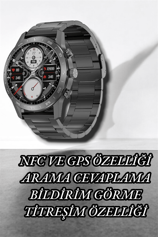 NFC ve Kablosuz Şarjlı Akıllı Saat EKG, Nabız & Spor Modları ile iOS ve Android Uyumlu - Lisinya