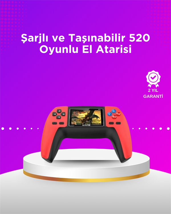P5 Taşınabilir Retro Konsol – 520 Oyun, Ergonomik Tasarım, Nostaljik Eğlence - Lisinya