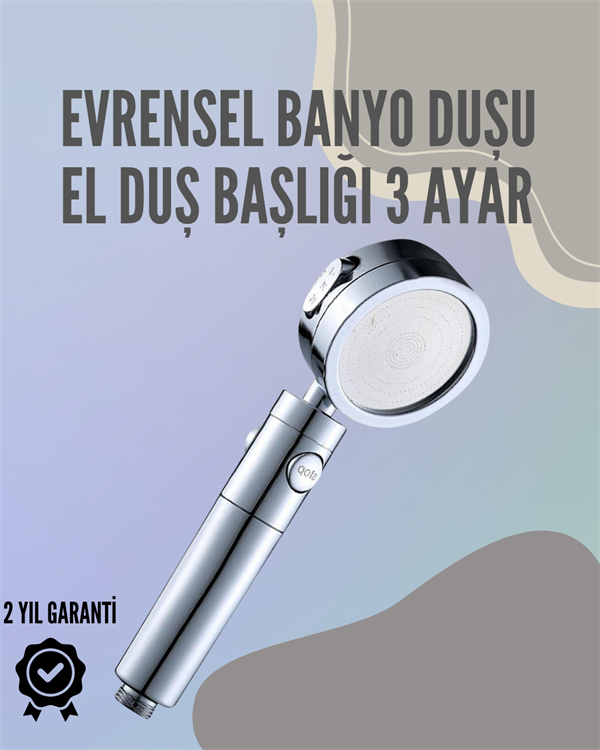 Paslanmaz Çelik Çok Fonksiyonlu El Duş Başlığı – 3 Modlu Püskürtme Seçeneği - Lisinya