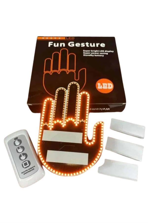 Pilli Led Işık Araç Camı İçin Uzaktan Kumandalı El Simgesi - Lisinya