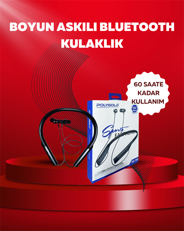 Polygold PG-100 Bluetooth 5.0 Boyun Bantlı Kulaklık – 50 Saat Konuşma Süresi, Type-C Şarj - Lisinya