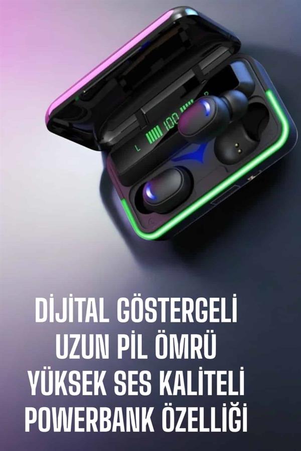 Powerbank Özellikli Kablosuz Bluetooth Kulaklık RGB Işıklı - Lisinya