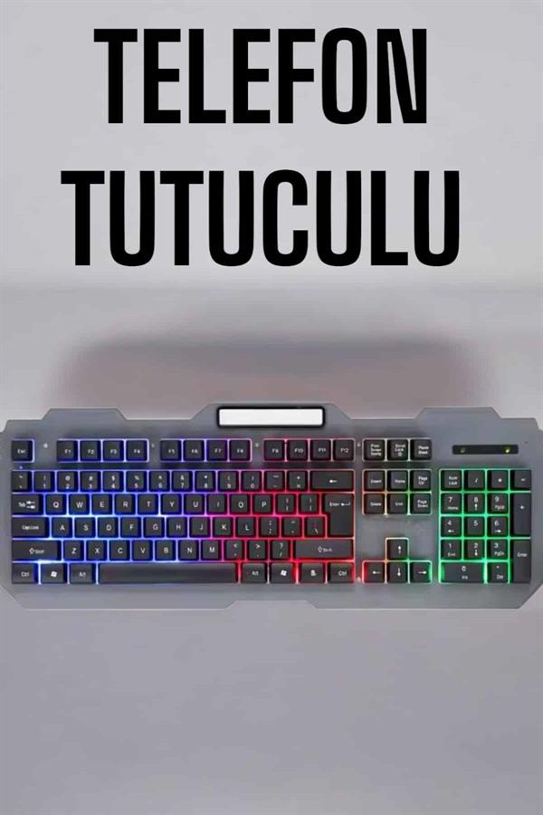 Q Klavye RGB Işıklı Klavye Ve Mouse Seti Kablolu Mouse Hediyeliş - Lisinya