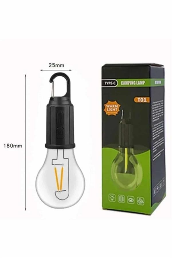 Şarjlı Aydınlatma Ampul Tasarımlı Ambians Işık Askılı Kamp Lambası - Lisinya
