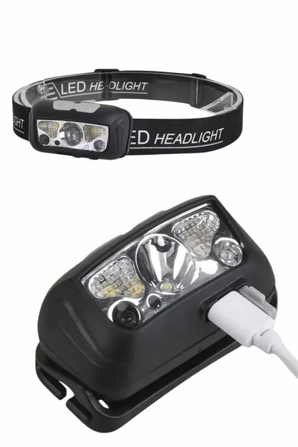 Sensörlü Şarjlı Type-c Şarj Işıklı Kafa Lambası Kamp Lambası - Lisinya