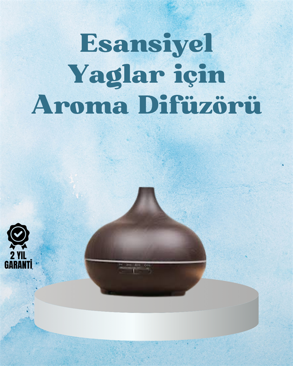 Sessiz Çalışan Aromaterapi Difüzörü – 4 Zaman Ayarlı, 7 Renkli Işık Seçeneği - Lisinya