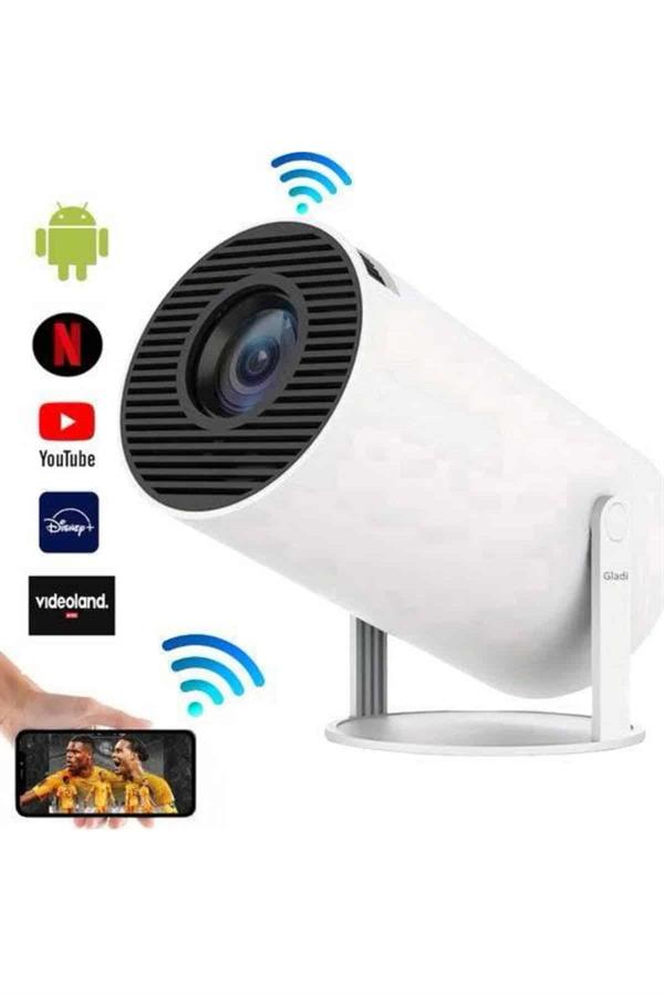 Sinema Projektörü Android HDMI USB WİFİ Ses Çıkışlı Ayaklı Projeksiyon Taşınabilir - Lisinya