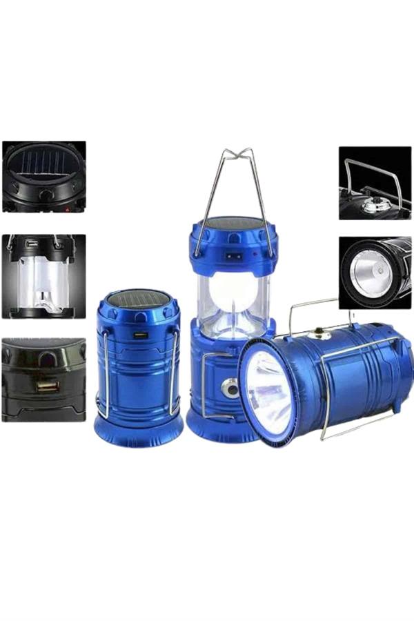 Solar Şarjlı Kamp Lambası Güneş Enerjili Kızaklı Kamp Feneri Çadır Feneri Led Işıldak - Lisinya