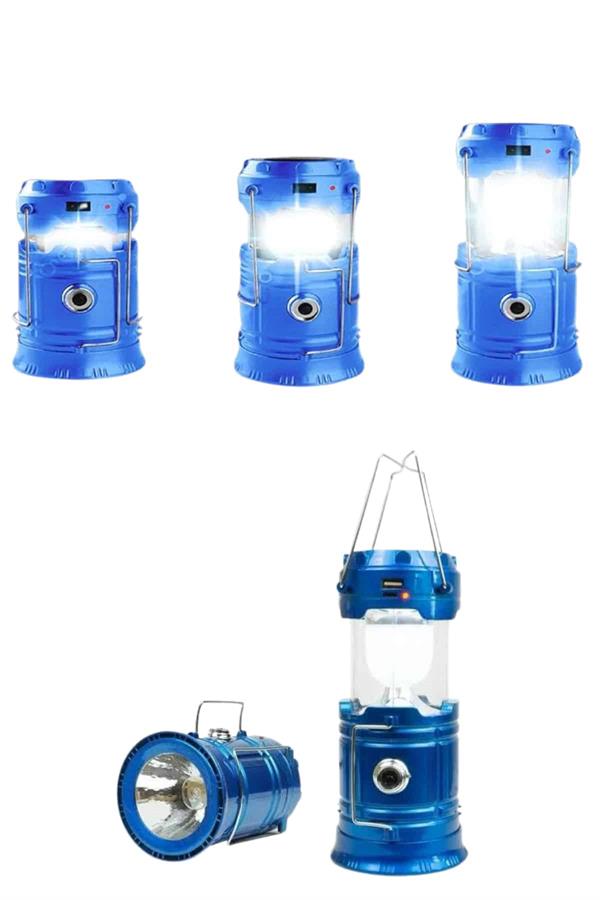 Solar Şarjlı Kamp Lambası Güneş Enerjili Kızaklı Kamp Feneri Çadır Feneri Led Işıldak - Lisinya