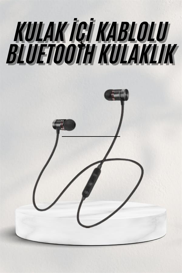Sports Mıknatıslı Siyah Bluetooth Kulaklık Kablolu Uzun Pil Ömrü - Lisinya