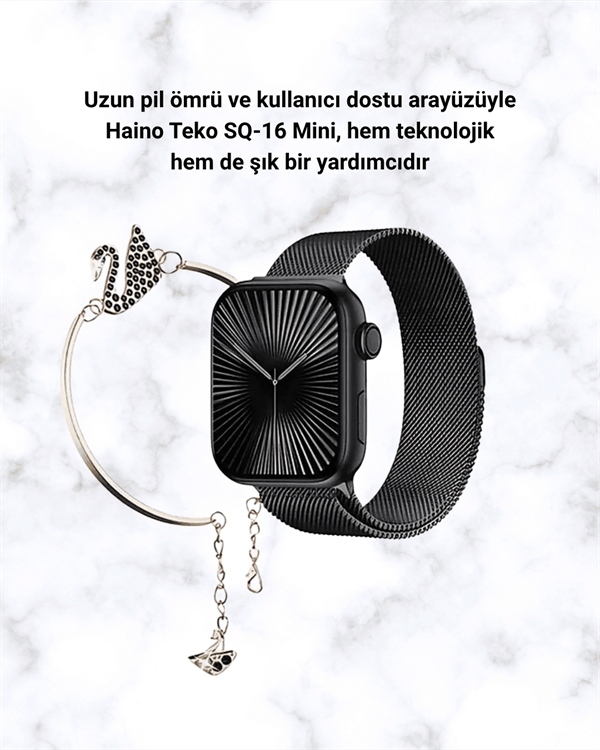SQ-16 Mini Series 10 Akıllı Saat | Şık ve Hafif Tasarım, 3 Kordon Seçeneği - Lisinya