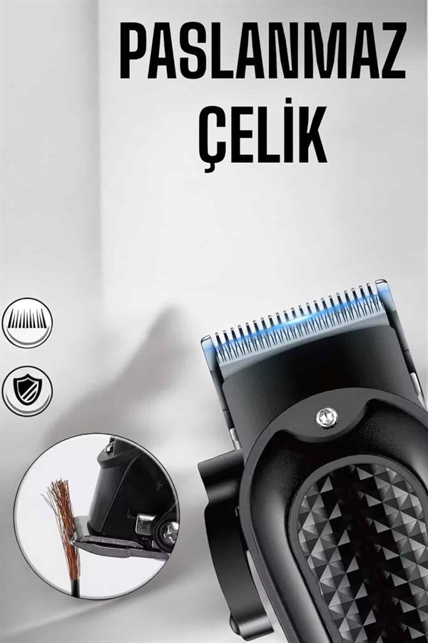 Suya Dayanıklı Tıraş Makinesi Keskin Bıçaklı Dijital Göstergeli Şarjlı - Lisinya