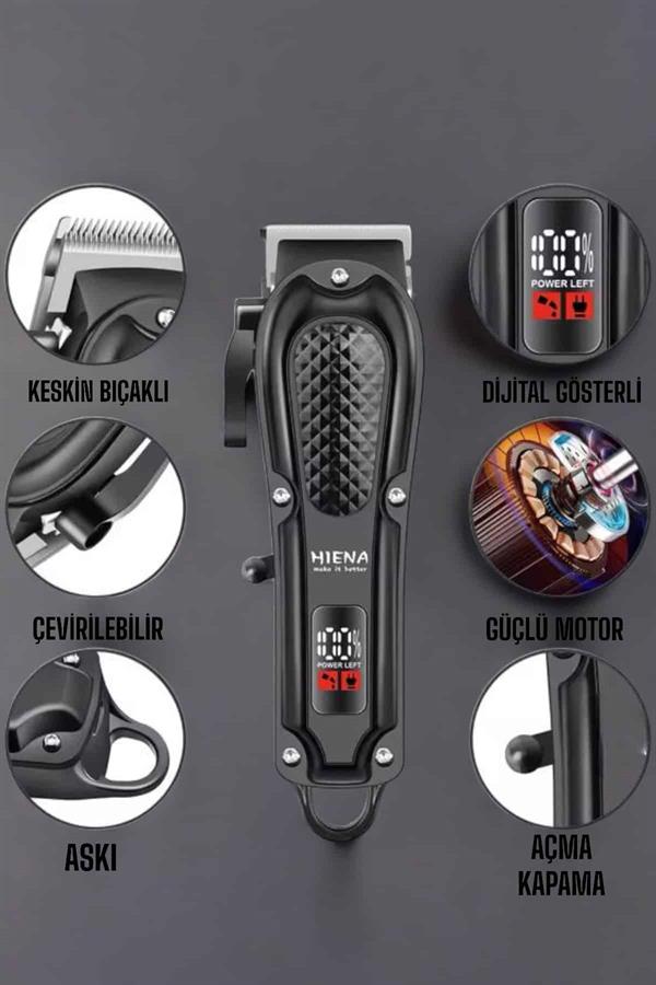 Suya Dayanıklı Tıraş Makinesi Keskin Bıçaklı Dijital Göstergeli Şarjlı - Lisinya