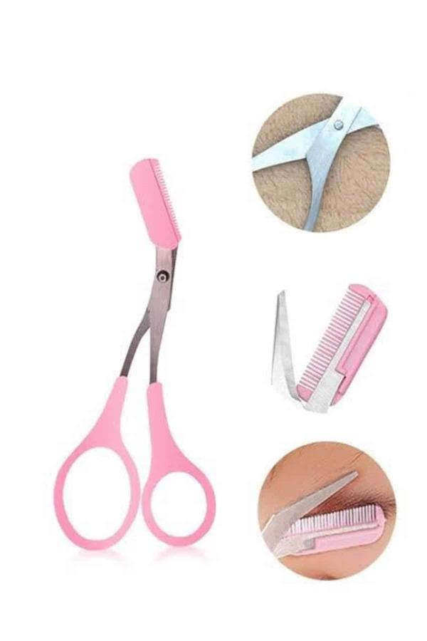 Taraklı Kaş Bıyık Makası Ve Kaş Ustura Seti Kaş Bıyık Tüy Alma Epilasyon Aleti 2'li Set - Lisinya