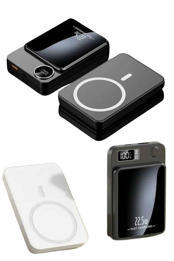 Taşınabilir Şarj Magsafe Powerbank 10.000 mAh Hızlı Şarj Led Göstergeli Kablosuz - Lisinya