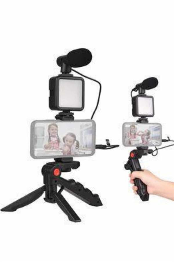 Telefon Tutucu Mini Mikrofonlu Tripod Vlog Çekim Video - Lisinya