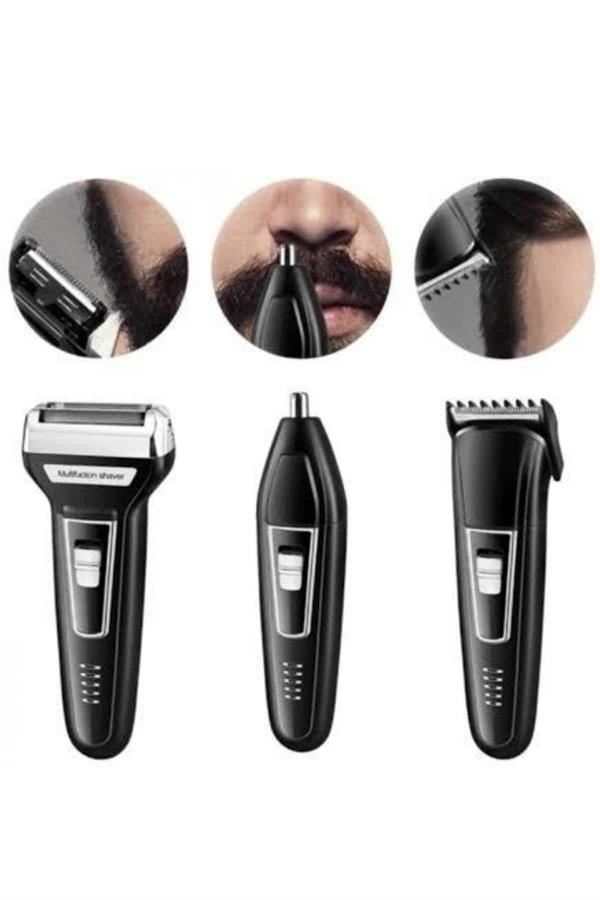 Tıraş Makinesi 3 Başlıklı T Başlıklı Hassas Ciltlere Özel Saç Sakal Vücut Kulak ve Burun - Lisinya