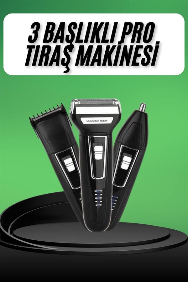 Tıraş Makinesi 3 Başlıklı T Başlıklı Hassas Ciltlere Özel Saç Sakal Vücut Kulak ve Burun - Lisinya