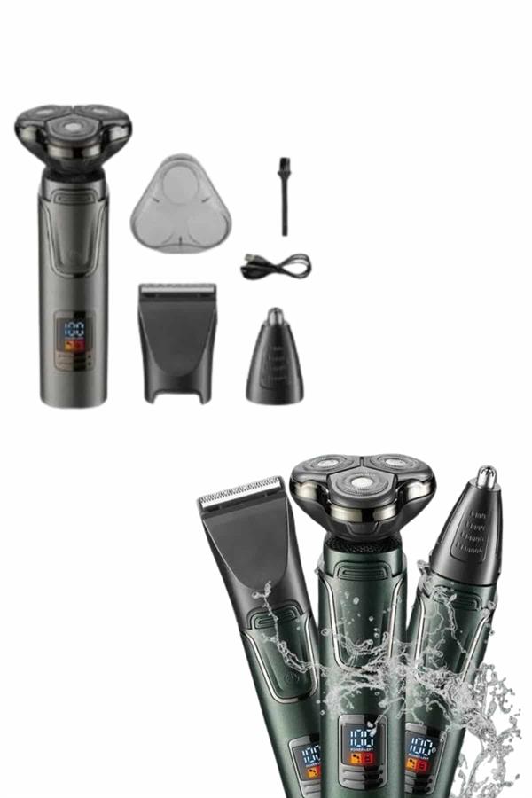 Tıraş Makinesi Profesyonel 3in1 Dijital Göstergeli 3 Başlıklı Erkek Bakım - Lisinya