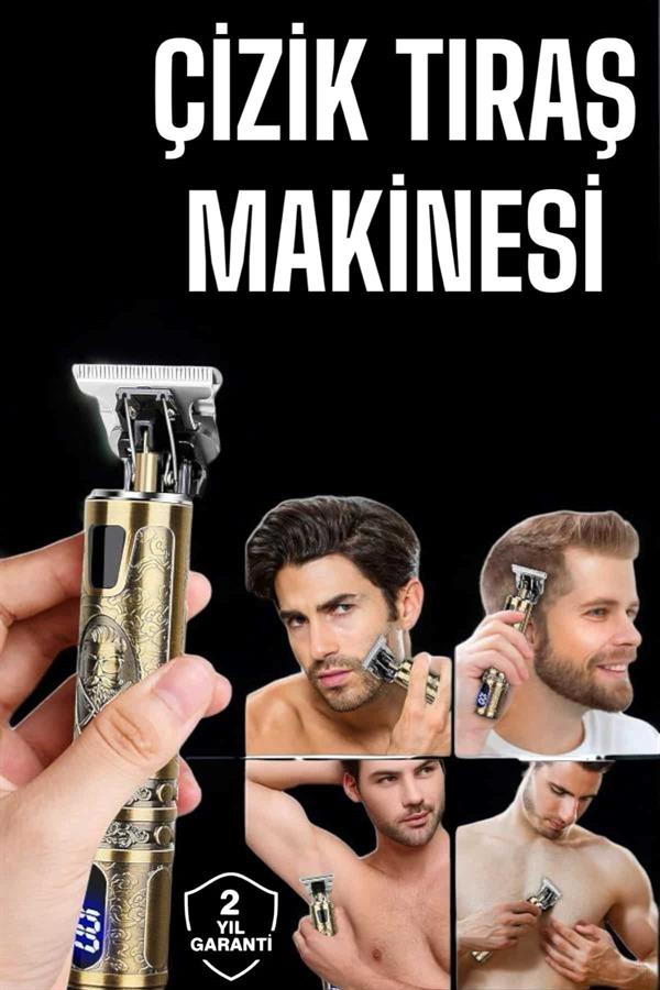 Tıraş Makinesi Şarjlı Profesyonel Saç Kesme Makinesi Gold Çizik Tıraş - Lisinya